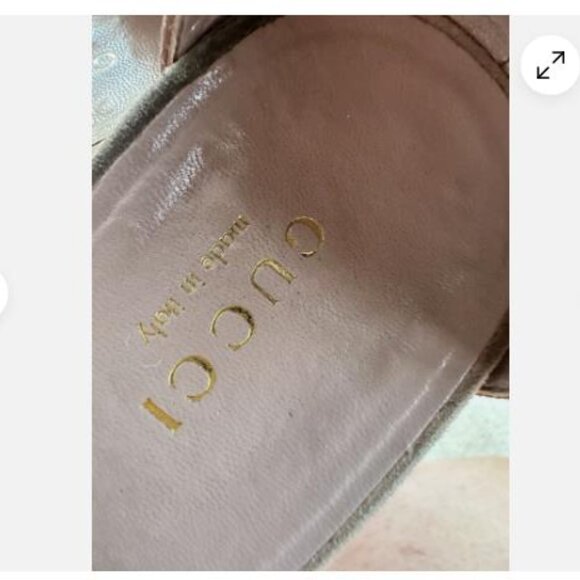 Gucci Suede Colorblock Dusty Rose Beige Luxury Ankle Strap Open Toe Sandals 37.5 - Picture 8 of 11